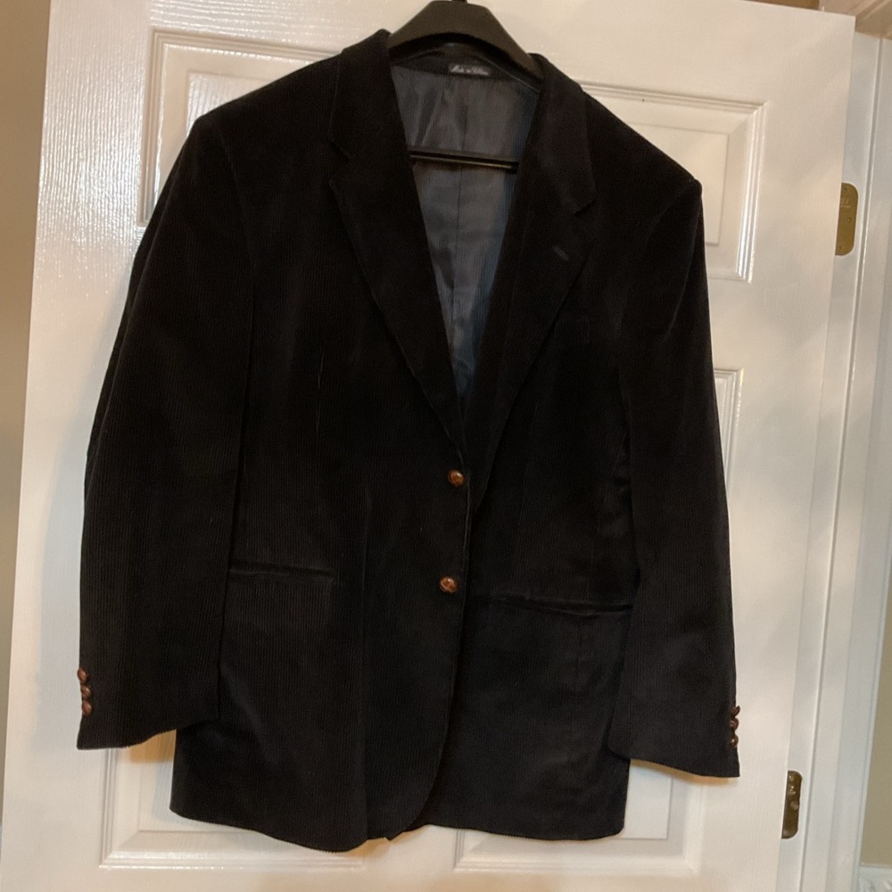 Monsieur Adolfo Corduroy Mens Blazer Dress Sz 46R Black Sport Coat Jacket NWOT